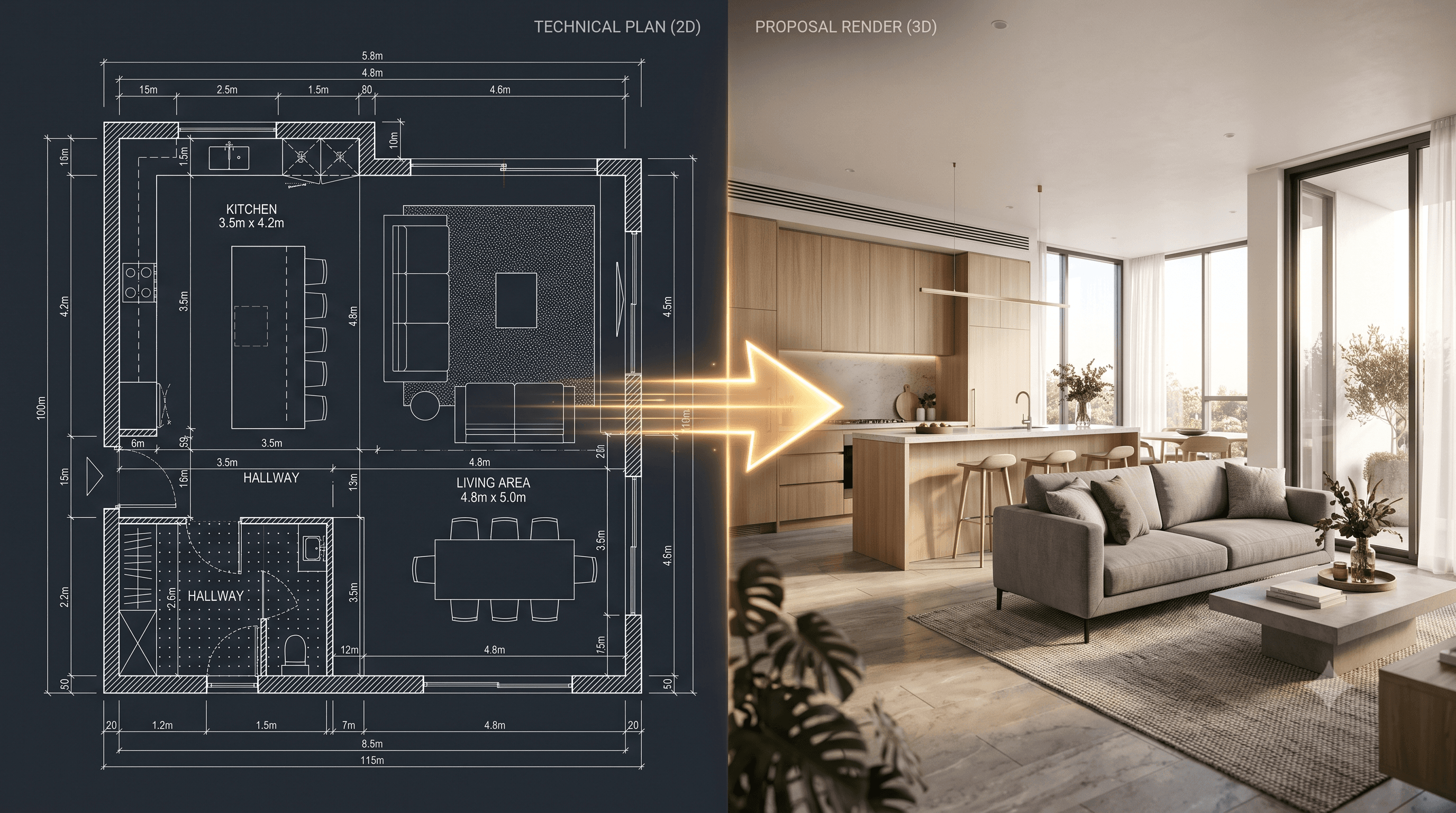 DWG AutoCAD planından fotogerçekçi 3D render dönüşüm süreci