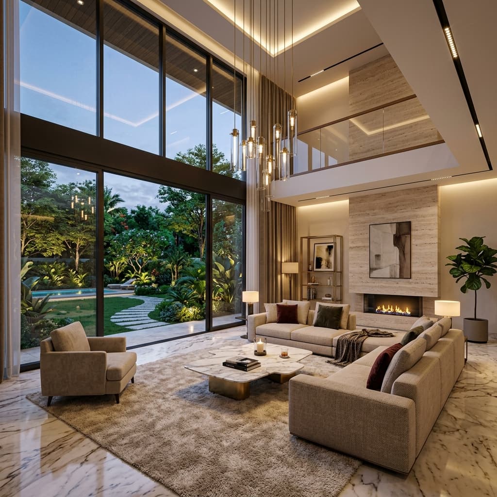 Lüks Villa Salon İç Mekan Tasarımı