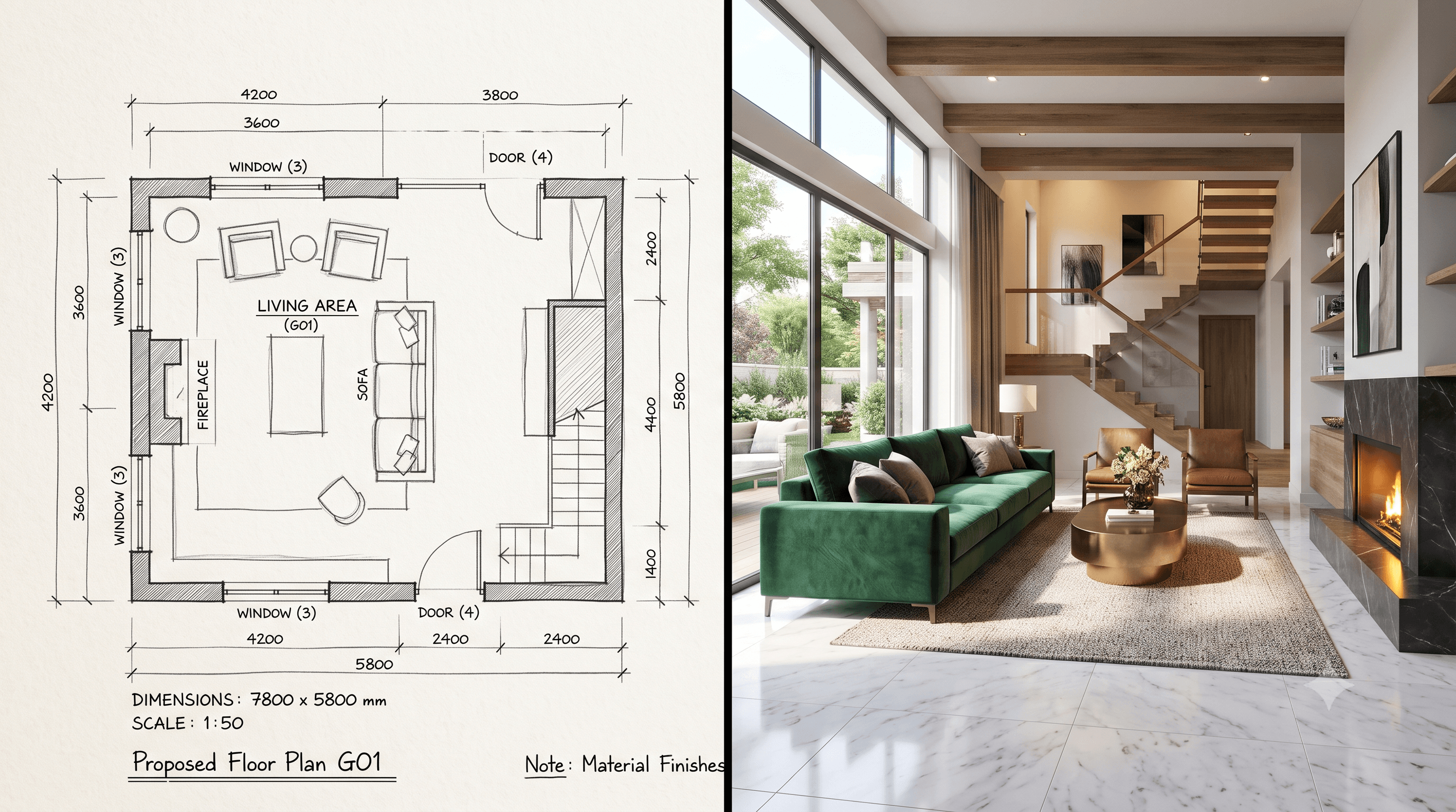 render kalitesi ve fiyat farkı karşılaştırması — 2D çizim vs 3D render