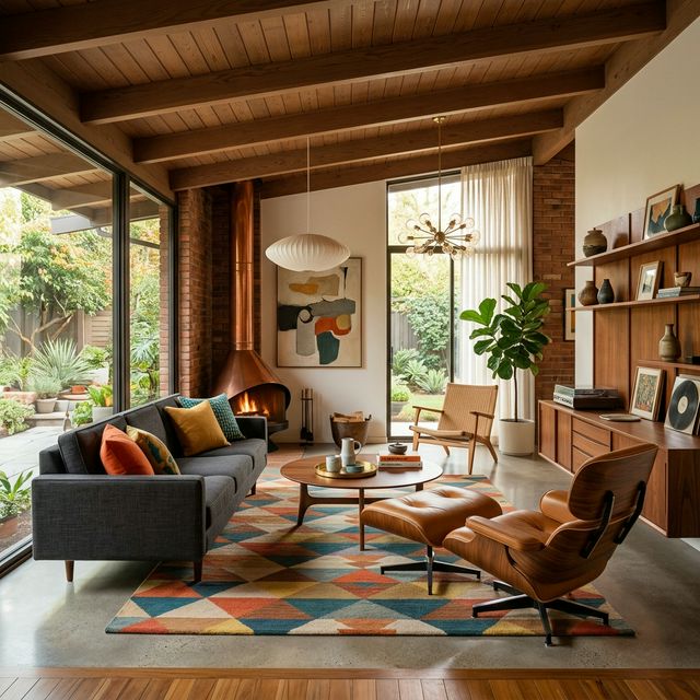 Mid-Century Modern Salon AI Tasarımı